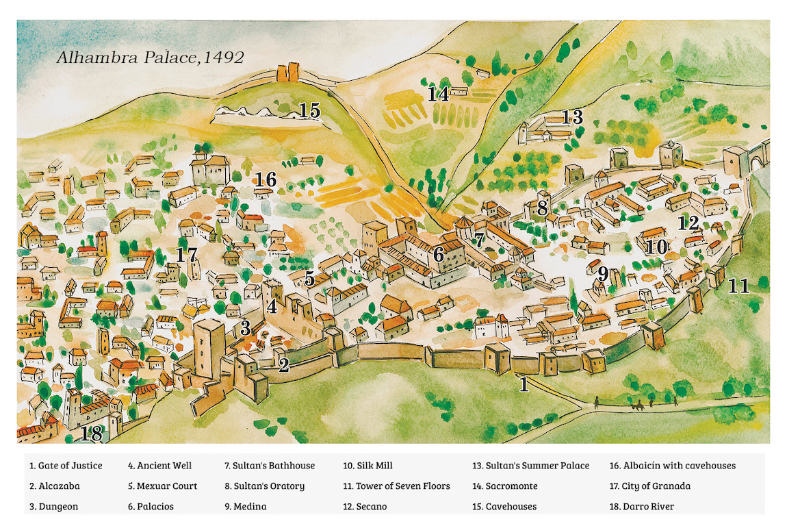 Alhambra Palace Medieval Map The Luna Legacy Book By Paula Wynne