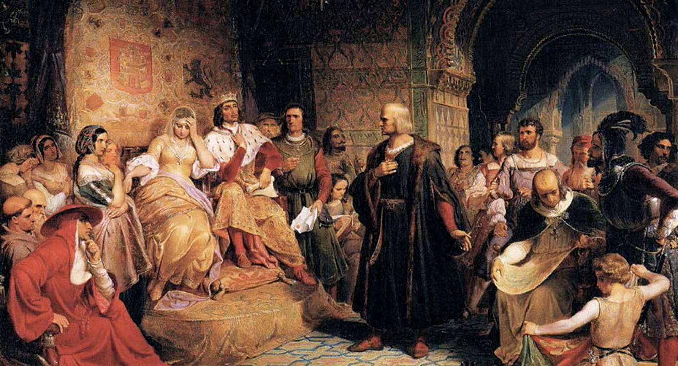 Christopher Columbus Meets The Catholic Monarchs In The Alhambra Palace - Sacred Symbol By Paula Wynne