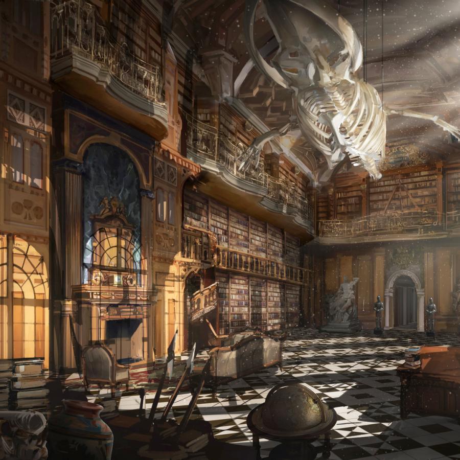 When creating my ancient library in Elixa's story, I wanted arched windows where sunlight spills over the monks scribes similar to this library windows. Except my abbey does not have an animal skeleton hanging over it. But why arched windows? Because the original abbey building was built by Moors. When and why did they leave?