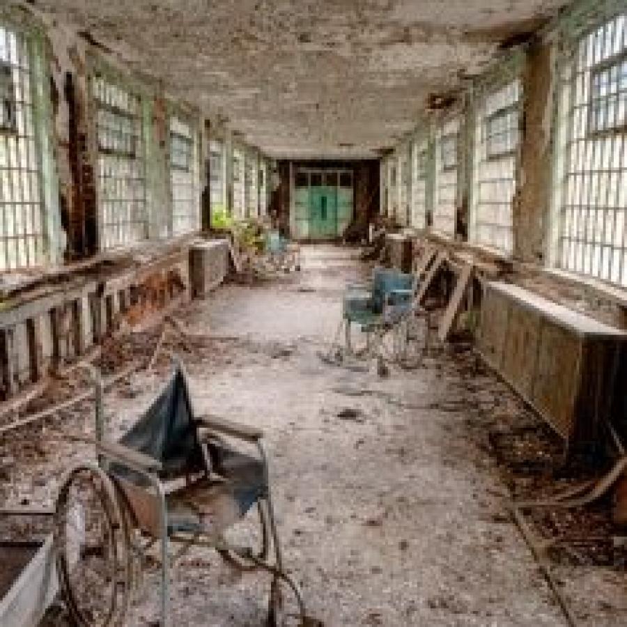 This abandoned hospital hallway gave me the idea to have Kelby trip over an old wheelchair and crashes to the dusty floor when she is pursued by the baddie. What happens next? Read The Grotto's Secret to find out.