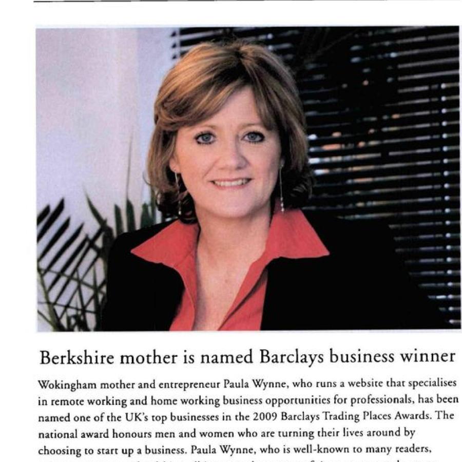 Buckinghamshire Life reports on Paula's business award win from Barclays Trading Places Award.