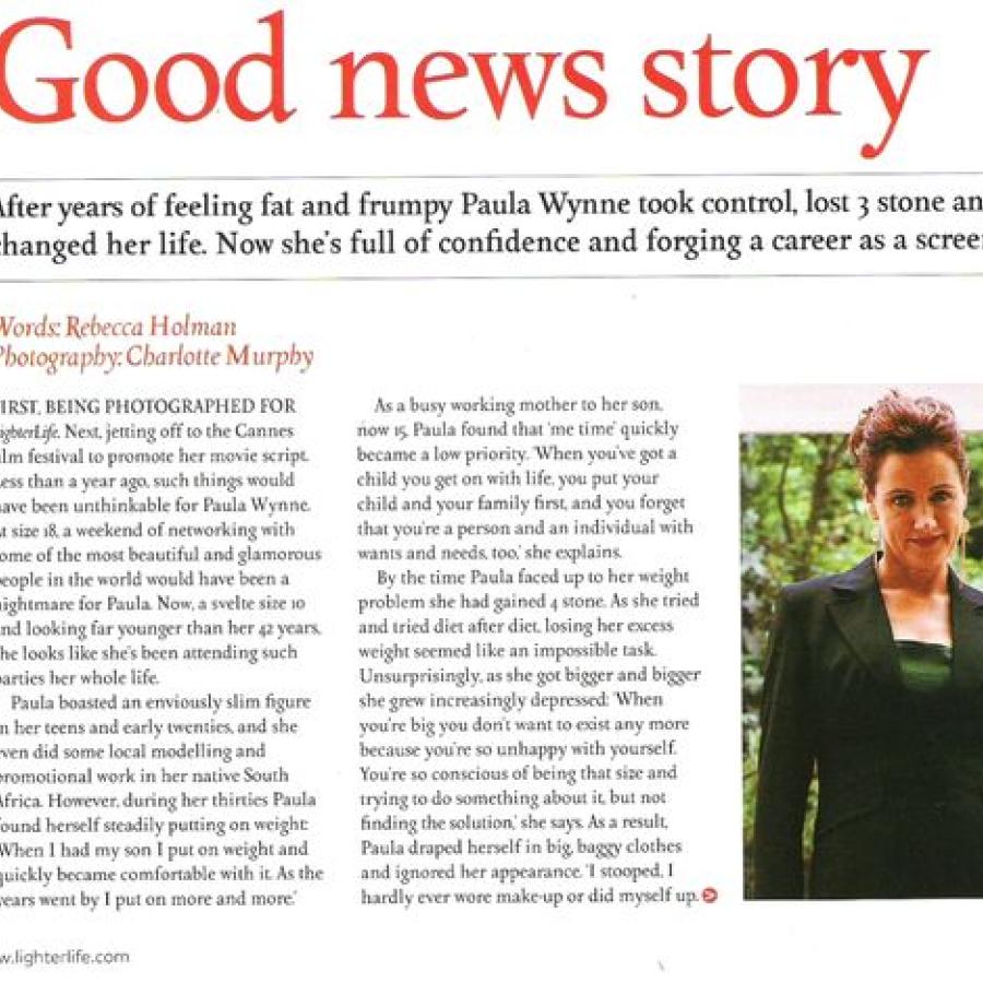 Story in Lighter Life Magazine about how I lost 3 stone to get confidence to go to the Cannes Film Festival