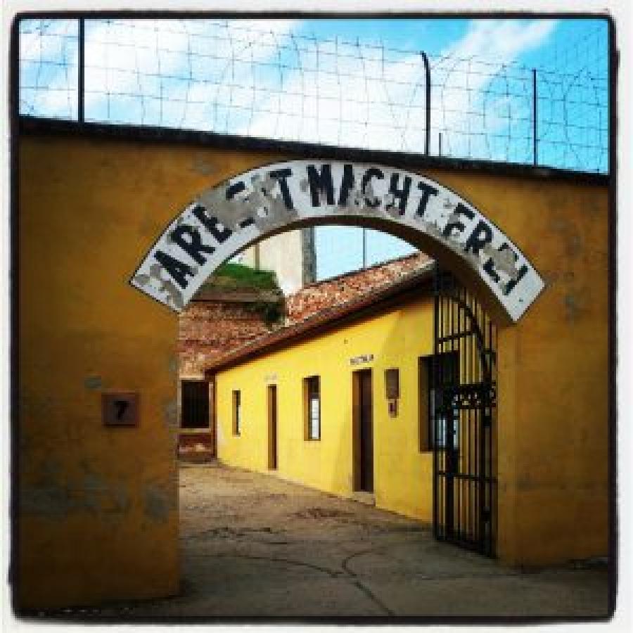 This is the Small Fortress at Terezín concentration camp. In my World War II novel, Flying Without Wings, my character lives the war years in this ghetto.