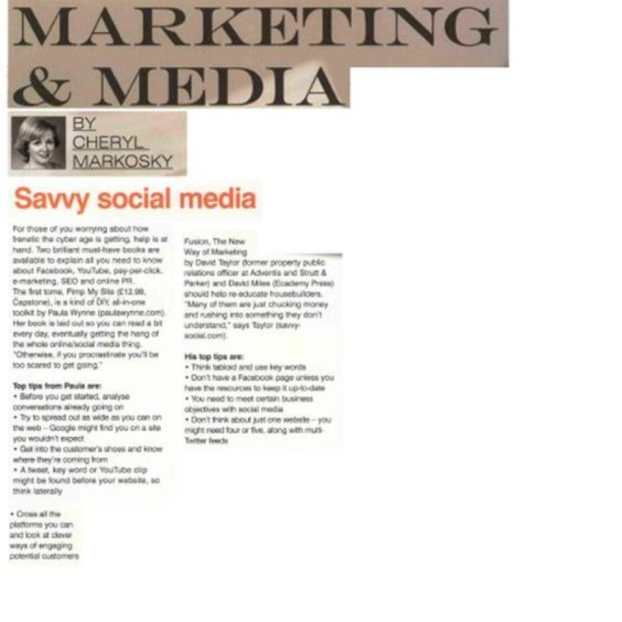 Cheryl Markosky from Savvy Marketing and Media wrote an article about my book Pimp My Site.